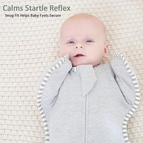 Roksuma Baby Swaddles Sleep Sack Arms up Swaddle 6-9 Months, 2-Pack Baby Transition Swaddle with 2-Way Zipper Arms In/Out 100% Cotton 0.8Tog Sleep Swaddles for Boy Girl (Large 20-27lbs) - Image 3