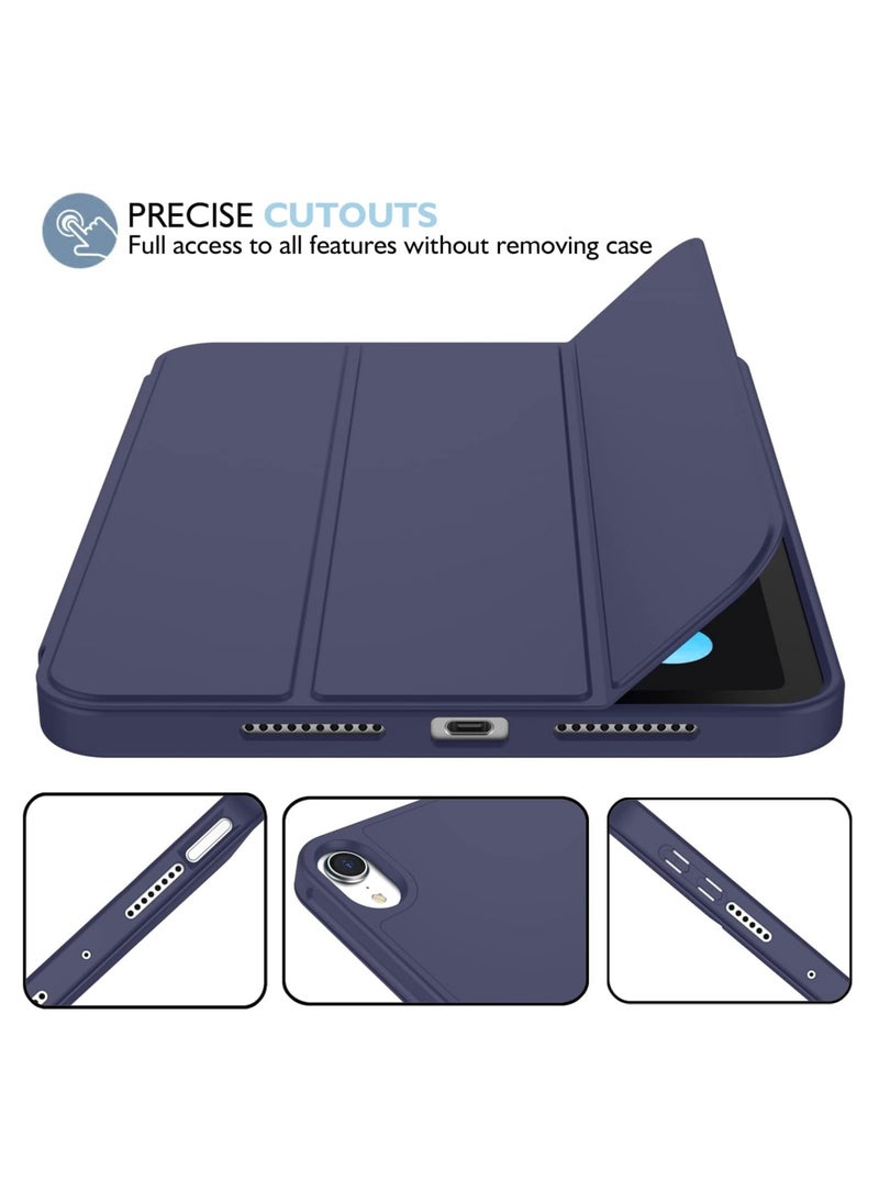 MIGOFAST - IPad Mini 7 Case 2024  A17 Pro 8.3-Inch iPad Mini 7th Generation Case with Pencil Holder Trifold Stand Smart Case with Soft TPU Back Blue - Image 1