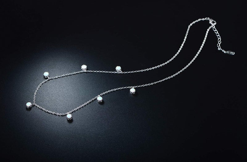 Barzel 18K White Gold Plated Created Fire Opal Necklace In 18 Inches with 2 Inches Extension (White Gold) - Image 2