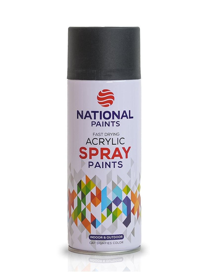 NATIONAL PAINTS - Fast Drying Acrylic Spray Paint - BLACK MATT 202 - Image 1