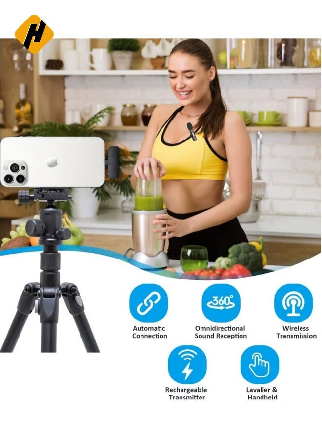 Professional Wireless Lavalier Lapel Microphone for iPhone, iPad - Cordless Omnidirectional Condenser Recording Mic for Interview Video Podcast Vlog YouTubeAbout this item Easy Automatic Connection: T