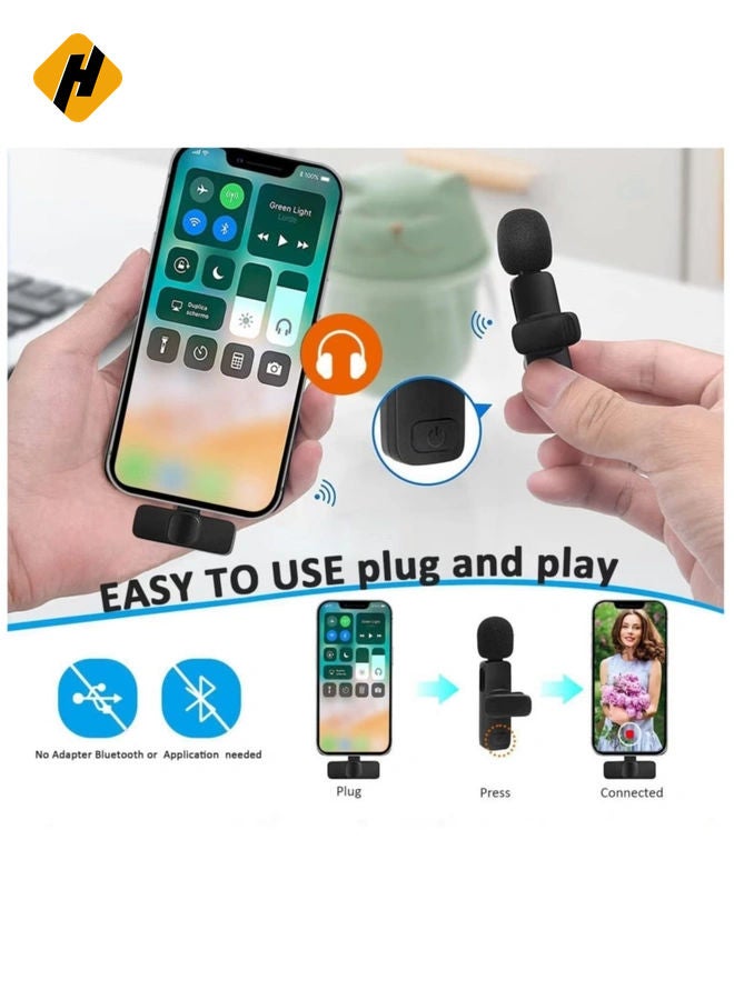 Professional Wireless Lavalier Lapel Microphone for iPhone, iPad - Cordless Omnidirectional Condenser Recording Mic for Interview Video Podcast Vlog YouTubeAbout this item Easy Automatic Connection: T