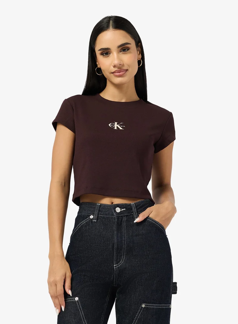 Graphic Cropped Crew Neck T-Shirt