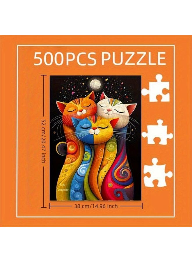 1000 PCS Three Cats Starry Sky Night Puzzle Thickened White Card Educational Toy Gift - Image 4