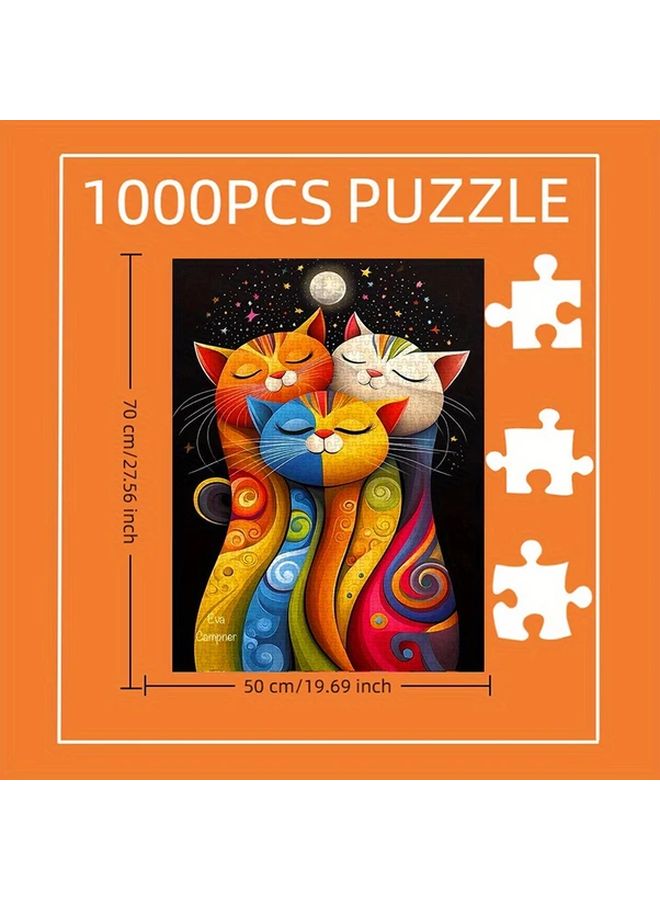 1000 PCS Three Cats Starry Sky Night Puzzle Thickened White Card Educational Toy Gift - Image 5
