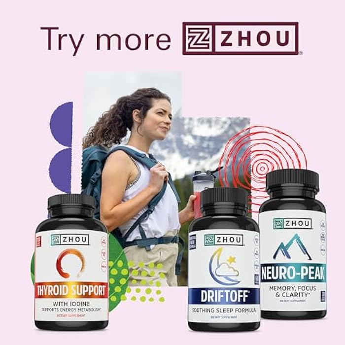 Zhou Driftoff - Nature Inspired Sleep Aid, Valerian Root & Melatonin for Sleep for Men & Women, Calm Sleeping Supplement for Adults with Gaba & Chamomile to Relax - 60 Veggie Capsules - Image 5