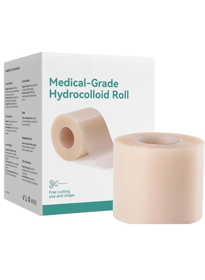 لفافة غرواني مائي للعناية بالجروح - ضمادات غرواني مائي كبيرة جدًا قابلة للقص حسب المقاس مع لاصق ذاتي - فائقة الامتصاص، مرنة، ومقاومة للماء، وأساسية في مجموعة الإسعافات الأولية (5 سم × 5 م). - Image 1