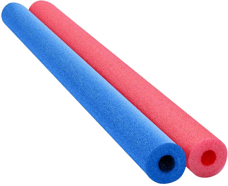 Chochkees Floating Pool Noodles Foam Tube 2-Pack, Thick Hollow Noodles for Floating in The Swimming Pool, 52" Inches Long (Red/Blue) - Image 1
