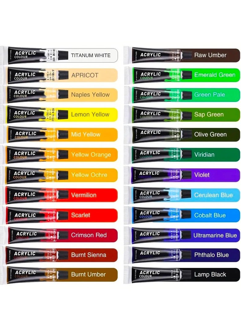 Lanpo 24 Colors Acrylic Paint Set(12ml/0.4oz), Tube Non-Toxic Painting Art Kit, Waterproof And Mixable Propylene Pigment For Canvas,Rock, Wood Painting, Ideal for DIY Crafts and Beginner Artists  - Image 3