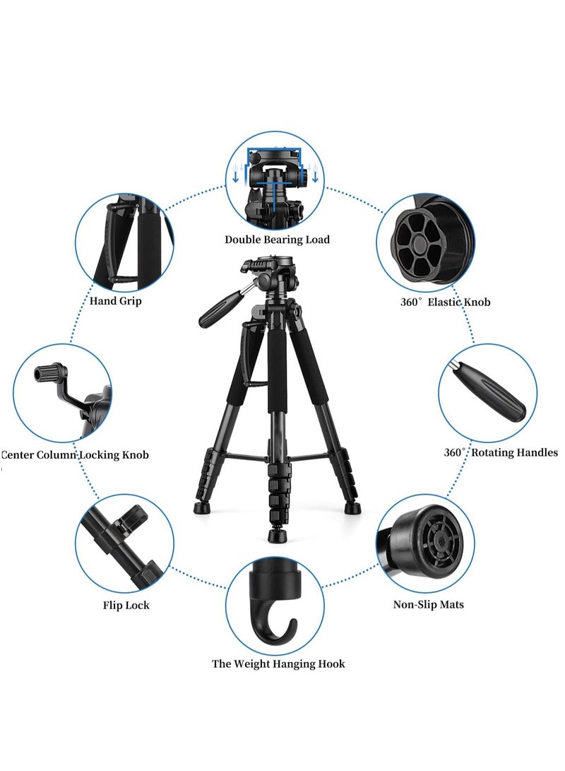 Tripod Camera Tripods, 74" Camera Tripod with Phone Holder & Remote & Portable Bag, Heavy Duty Tall Camera Stand Tripod, Professional Travel DSLR Tripods Compatible with Canon Nikon iPhone - Image 3