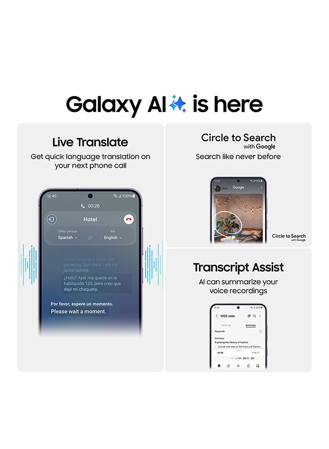 سامسونج هاتف Galaxy S24 ثنائي الشريحة باللون البنفسجي الكوبالت وذاكرة الوصول العشوائي (RAM) سعة 8 جيجابايت وذاكرة داخلية 256 جيجابايت يدعم تقنية 5G - إصدار الشرق الأوسط - Image 3