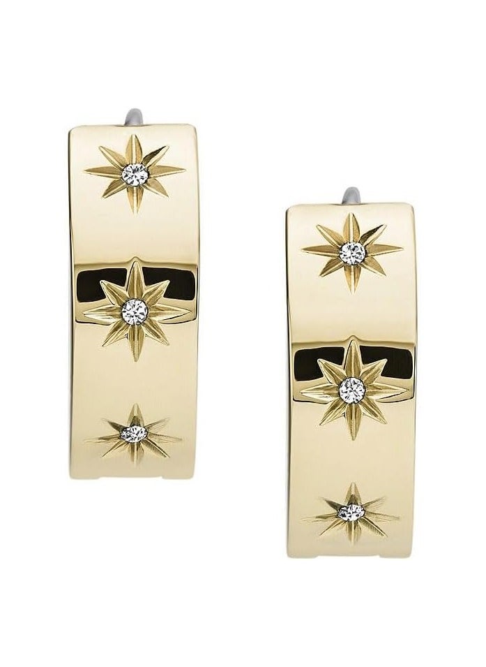 FOSSIL Women's stainless steel No Gemstone Earrings, Gold, L: 16mm, W: 6mm - JF03870710  - Image 1