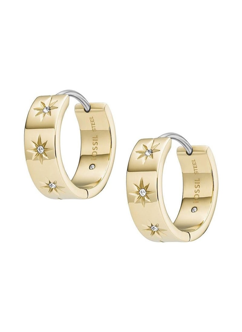 FOSSIL Women's stainless steel No Gemstone Earrings, Gold, L: 16mm, W: 6mm - JF03870710  - Image 2