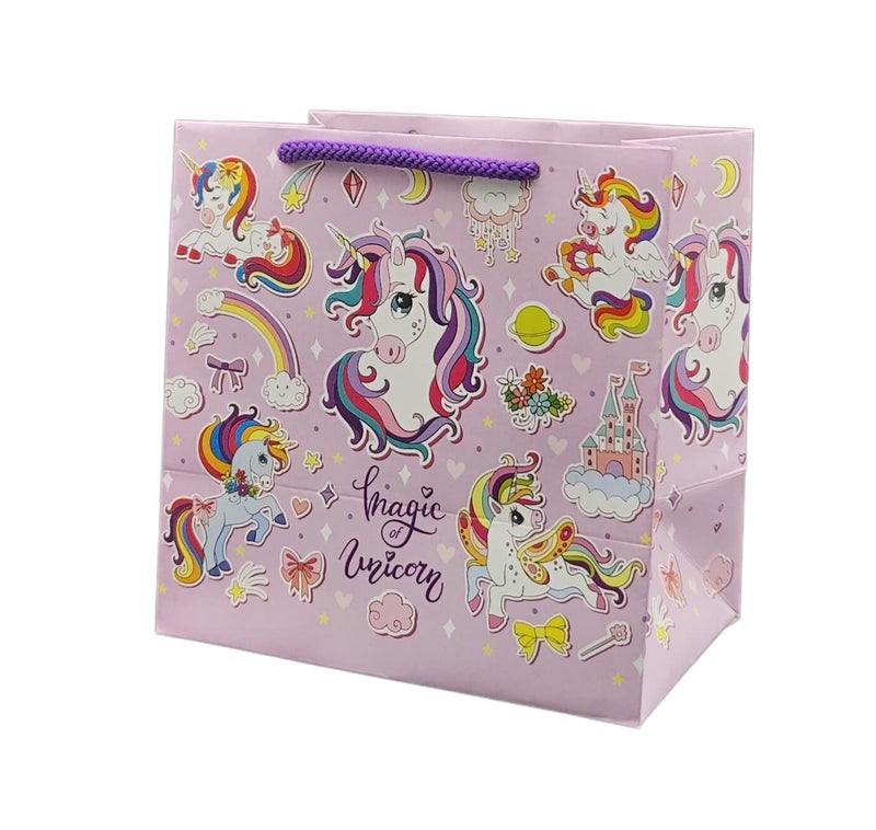 TASCHE Magic Unicorn Printed Gift Bags For Gifting|Weddings|Birthday|Holiday Presents (Size 7 X 7 X 4.5 Inch|Pack Of 40),Multi - Image 1