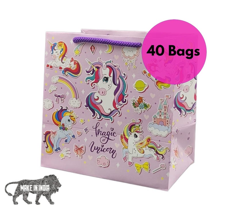 TASCHE Magic Unicorn Printed Gift Bags For Gifting|Weddings|Birthday|Holiday Presents (Size 7 X 7 X 4.5 Inch|Pack Of 40),Multi - Image 5