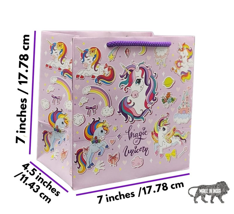 TASCHE Magic Unicorn Printed Gift Bags For Gifting|Weddings|Birthday|Holiday Presents (Size 7 X 7 X 4.5 Inch|Pack Of 40),Multi - Image 3