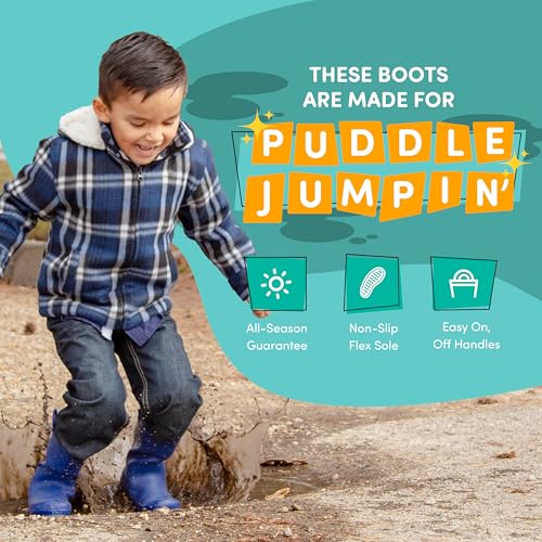 LONECONE Lone Cone Rain Boots with Easy-On Handles in Matte Colors for Boys and Girls, Play-Proof Flexible Rubber, Durable Non-Slip Treads, Kid-Friendly for Hours of Joy - Ribbon Blue, 12 Little Kid - Image 2