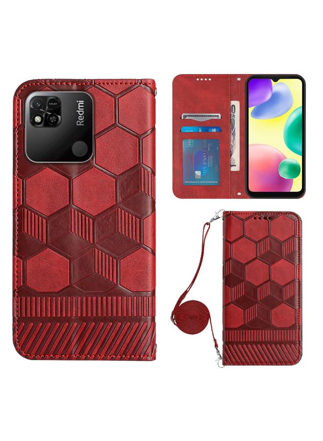 The Bros Case For Xiaomi Redmi 10A Crossbody Football Texture Magnetic PU Phone Case