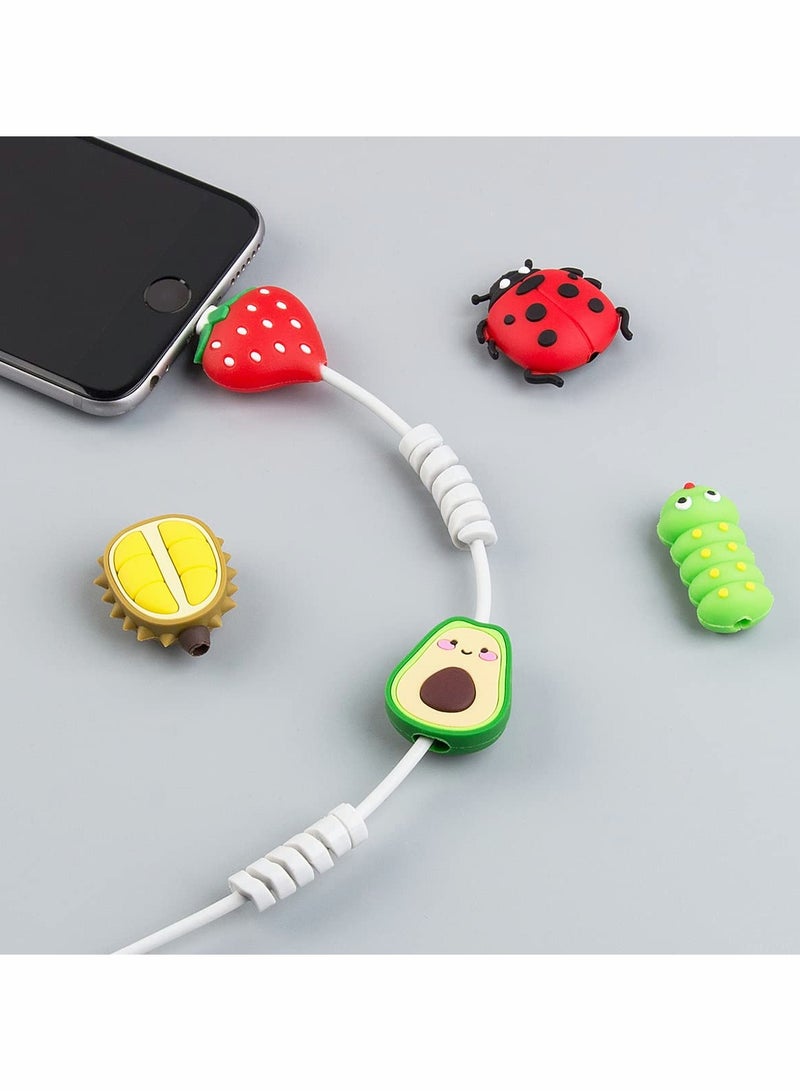 20PCS Cute Cable Protectors Set Animal Fruit Design Compatible with iPhone iPad Chargers - Image 5