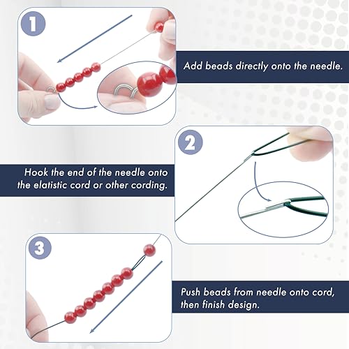 Beadalon Elastic Stretch Cord Beading Needle, Stainless Steel, 10.75 in Length, 1 pc, Easily Transfer Beads on Stretch Cord - Image 5