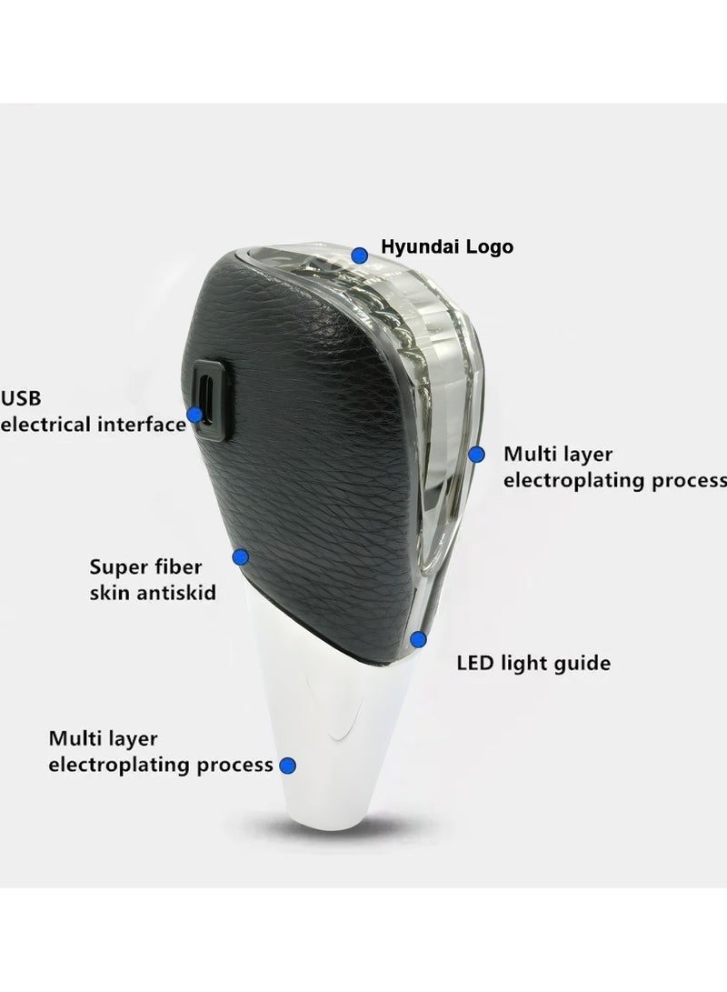 هيونداي مقبض ناقل حركة LED بسبعة ألوان لسيارة هيونداي - حساس للمس، مزود بمنفذ USB، مزود بإضاءة متعددة الألوان MOB-26136 - Image 3