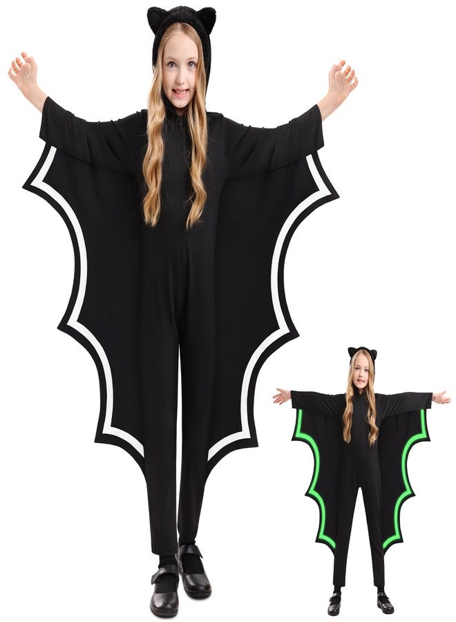 ComfyKit Halloween Kids Bat Costume Glow in the Dark,Kid Unisex Vampire Bat Wing Costume,Jumpsuit Cosplay Outfit for Girl,Boy - Image 1