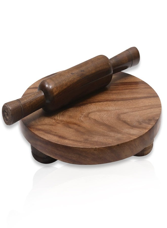 Crafty Essentials Sheesham Chakla Belan 10inch Diameter Belan 12 inch Set Roti Maker for Home & Kitchen Brown - Image 1