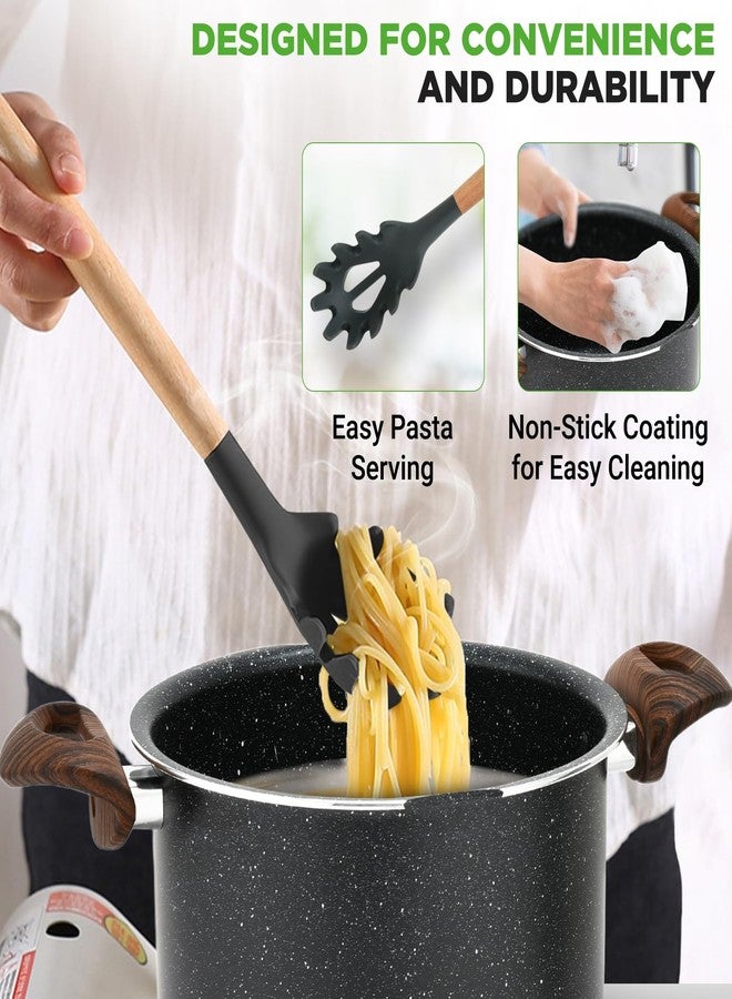 NutriChef 5qt Pasta Pot with Strainer Lid & Pasta Fork | Non-Stick Cooking Pot | Lockable Lid, Heat Resistant Handles | Even Heat Distribution | Easy Clean | Black Marble - Image 3