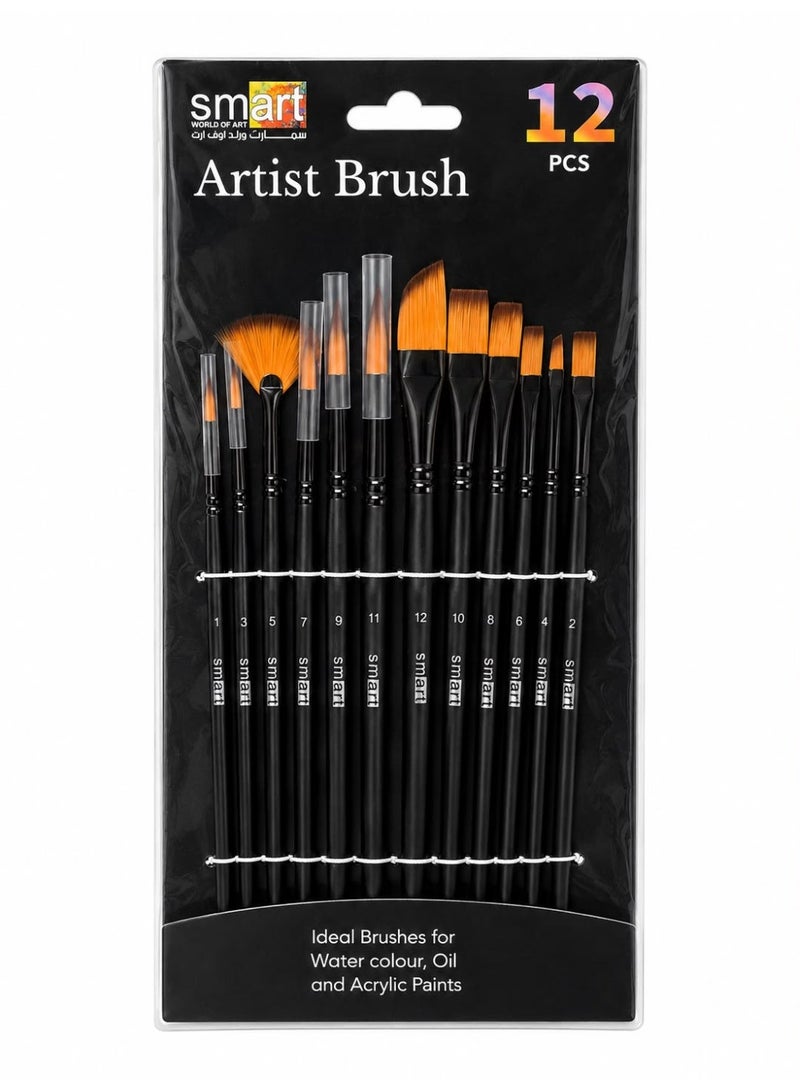 Smart paint brush set 12 pcs for oil,acrylic,gouache, watercolors painting - Image 2