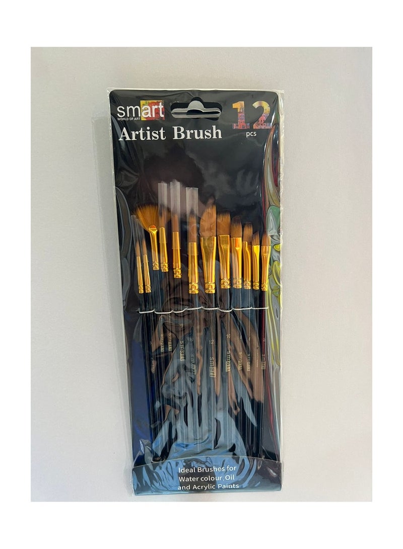 Smart paint brush set 12 pcs for oil,acrylic,gouache, watercolors painting - Image 3