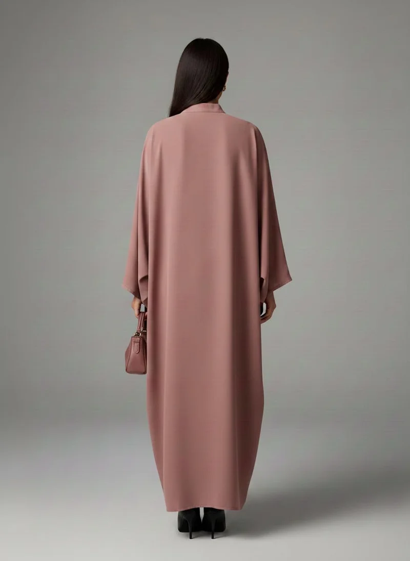 MSquare Fashion  Signature Korean Nida Open Abaya I Minimalist High Neck Design for Women | Best Price UAE