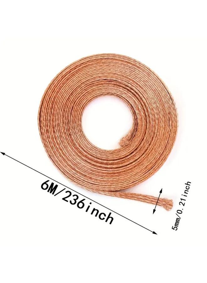 1 قطعة سلك نحاسي مضفر عريض 5.5 مم (236 بوصة) مسطح شريط أرضي مرن معزول - Image 3