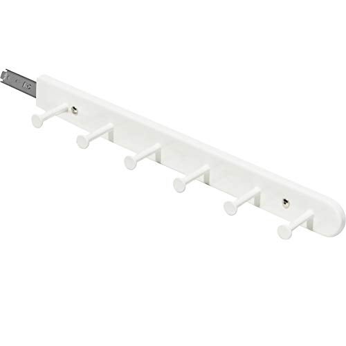 Kelendle Extendable Sliding Wardrobe Hook Rail with Hardware Pull Out Closet Rod Clothing Hanging Hooks Organizer for Home, Office, Hotel (6 Hooks) - Image 1