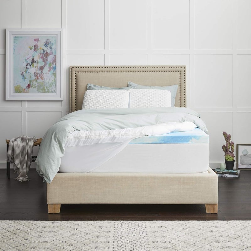 Sealy 4 SealyChill Gel  Comfort Memory Foam Mattress Topper with Pillowtop Washable Allergen Resistant Cover Full White 