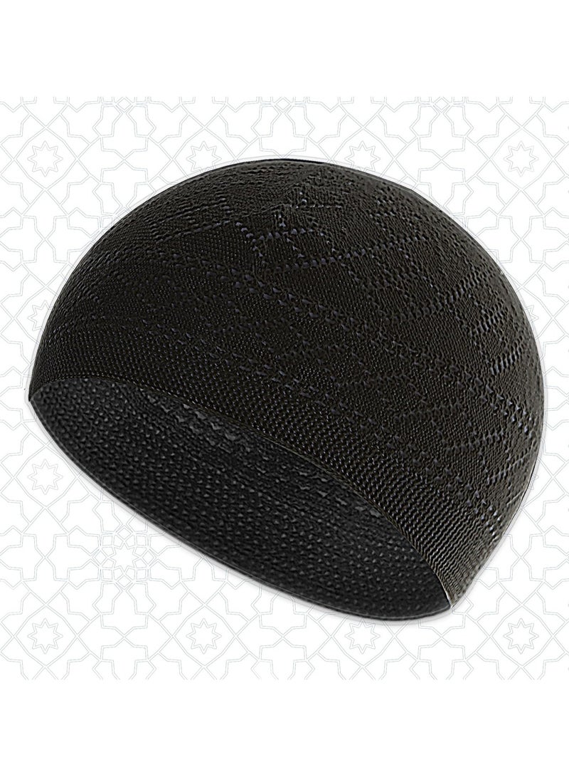 Muslim Prayer Rug Prayer Beads Kufi Hat for Men and Women 100% Breathable Black Skull Beanie Traditional Desing Prayer Mat Eid Ramadan Gifts Islamic Set Salah Mat Taffeta Fabric Soft (Blue)  - Image 4