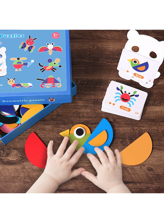 Children's Fun Creative Jigsaw Puzzle Baby Early Education Changeable Three-dimensional Shape Wooden Jigsaw Puzzle Puzzle-Color:Puzzle Fun Jigsaw (JX) - Image 2