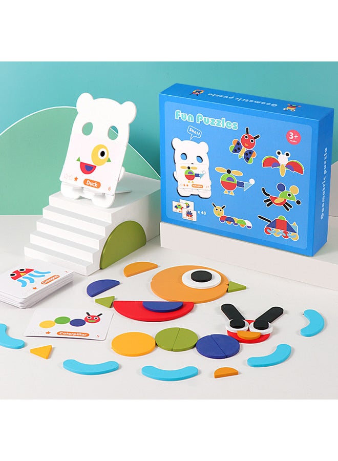 Children's Fun Creative Jigsaw Puzzle Baby Early Education Changeable Three-dimensional Shape Wooden Jigsaw Puzzle Puzzle-Color:Puzzle Fun Jigsaw (JX) - Image 4