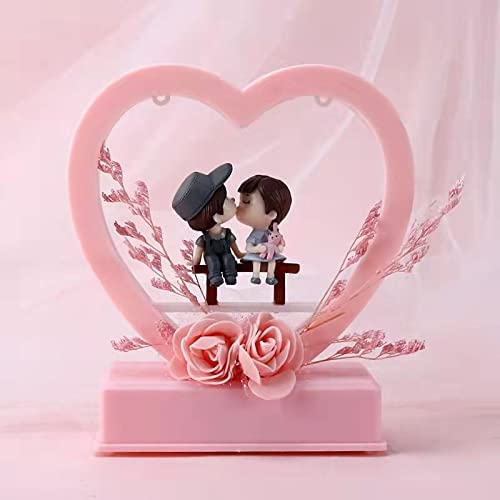 Chocozone Cachet India Musical Couple Showpiece with Lights Valentine Gift for Girlfriend Wife Birthday Gifts for Girls Romantic Couple Gifts (Pink), 15 Centimeters, 145 Millimeters - Image 2