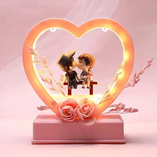Chocozone Cachet India Musical Couple Showpiece with Lights Valentine Gift for Girlfriend Wife Birthday Gifts for Girls Romantic Couple Gifts (Pink), 15 Centimeters, 145 Millimeters - Image 4