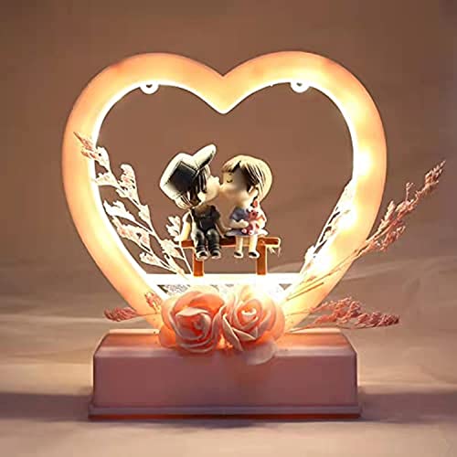 Chocozone Cachet India Musical Couple Showpiece with Lights Valentine Gift for Girlfriend Wife Birthday Gifts for Girls Romantic Couple Gifts (Pink), 15 Centimeters, 145 Millimeters - Image 1