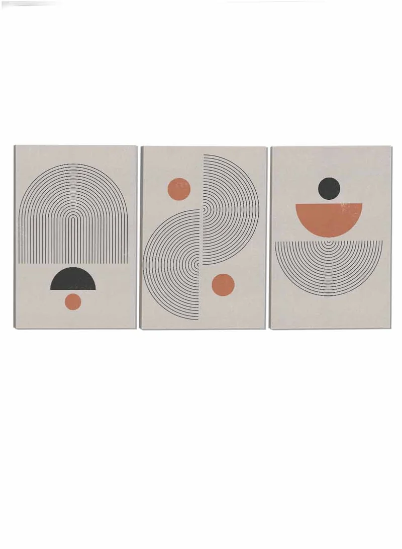 LOWHA Set Of 3 Canvas Wall Arts Stretched Over Wooden Frame Modern Boho Abstract Paintings