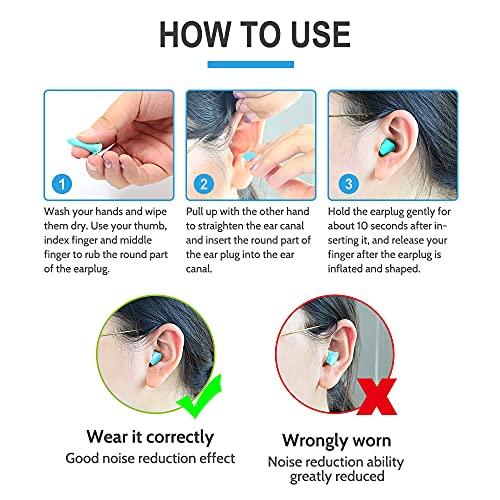 LYSIAN Slim Fit Foam Ear Plugs for Sleeping Women, Kids Small-100 Pairs, 35dB SNR Noise Reduction Earplugs Disposable for Sleep, Snoring, Work, Shooting Loud Noise, Lake Blue - Image 5