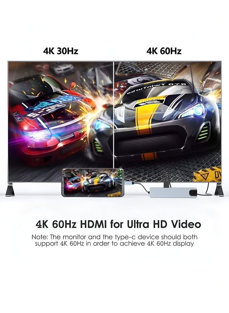 فليفيو موزع USB C، محول متعدد المنافذ 8 في 1 من النوع C مع HDMI بدقة 4K وتوصيل طاقة PD وUSB-C وEthernet و2 USB وقارئ بطاقات SD/TF متوافق مع أجهزة Mac Book Pro XPS والمزيد من أجهزة النوع C - Image 3