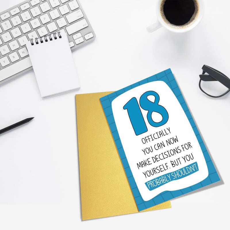 Goroar 18th Birthday Card for Him Her, Birthday Card from Dad Mom, 18 Years Old Birthday Card for Son Daughter Teenager, Funny Bday Card Gift for Friend - Image 4