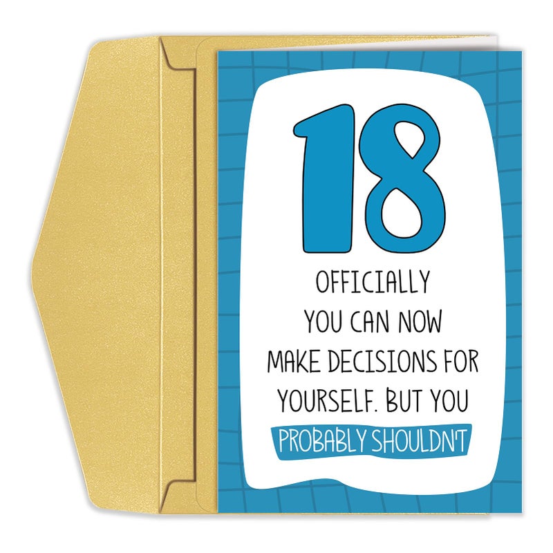 Goroar 18th Birthday Card for Him Her, Birthday Card from Dad Mom, 18 Years Old Birthday Card for Son Daughter Teenager, Funny Bday Card Gift for Friend - Image 1