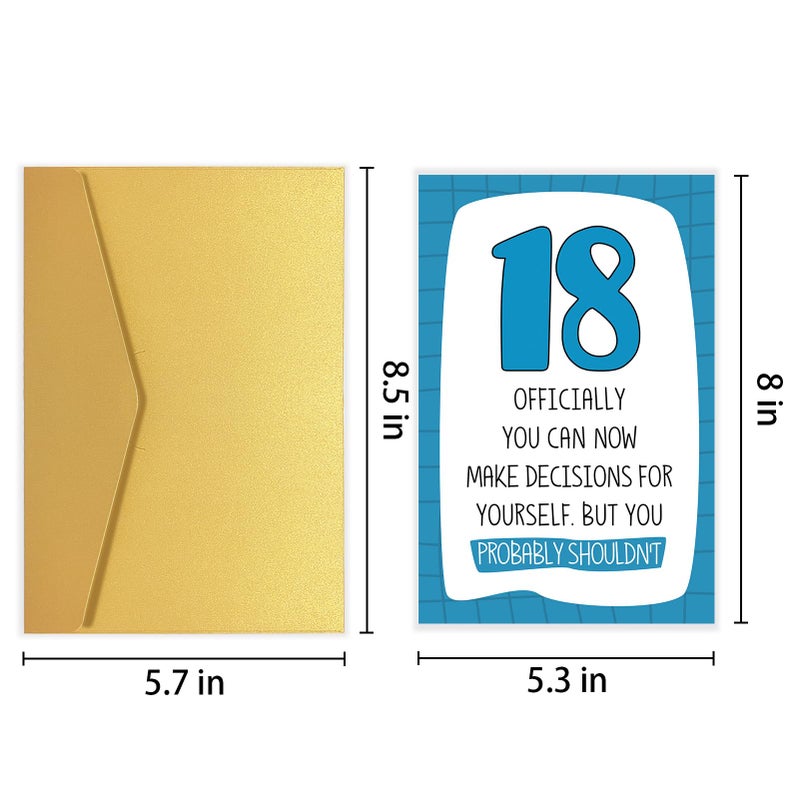 Goroar 18th Birthday Card for Him Her, Birthday Card from Dad Mom, 18 Years Old Birthday Card for Son Daughter Teenager, Funny Bday Card Gift for Friend - Image 2