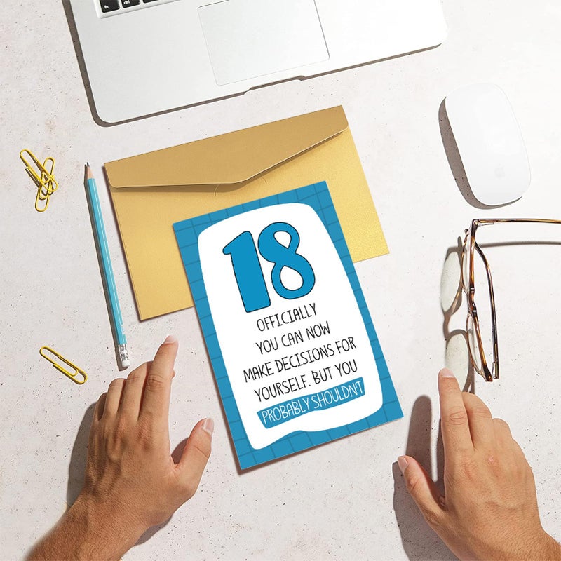 Goroar 18th Birthday Card for Him Her, Birthday Card from Dad Mom, 18 Years Old Birthday Card for Son Daughter Teenager, Funny Bday Card Gift for Friend - Image 5
