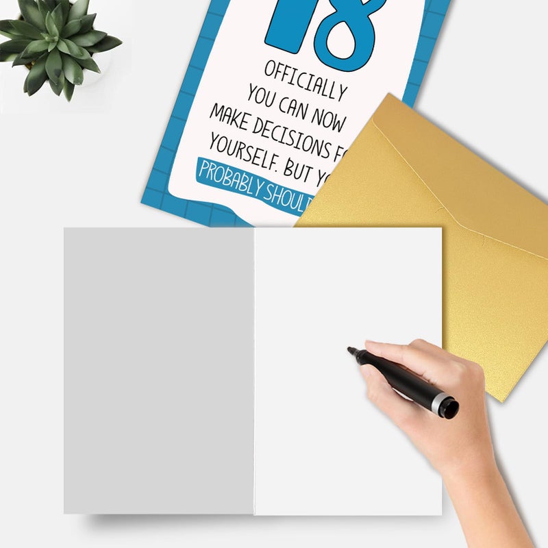 Goroar 18th Birthday Card for Him Her, Birthday Card from Dad Mom, 18 Years Old Birthday Card for Son Daughter Teenager, Funny Bday Card Gift for Friend - Image 3