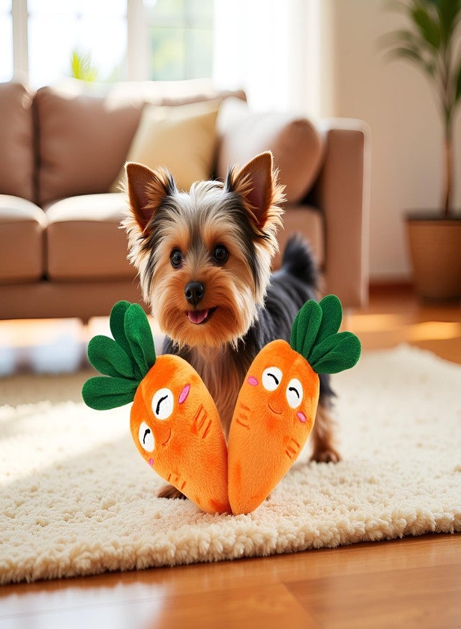 SquarezhenBo 4Pcs Carrot Dog Toys with Multi-Squeakers - Soft Plush Chew Toys for Puppies and Cats, Interactive Bite-Resistant Pet Supplies, Cute Carrot-Shaped Cat/Dog Toy - Image 5