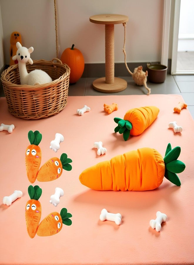 SquarezhenBo 4Pcs Carrot Dog Toys with Multi-Squeakers - Soft Plush Chew Toys for Puppies and Cats, Interactive Bite-Resistant Pet Supplies, Cute Carrot-Shaped Cat/Dog Toy - Image 4